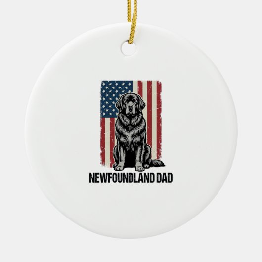 Newfoundland Vader Patriottische Hond Retro Keramisch Ornament (Voorkant)
