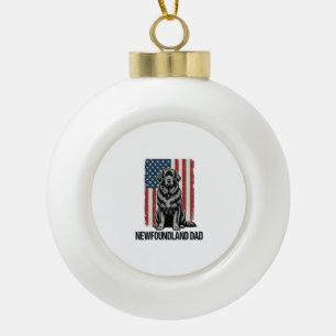 Newfoundland Vader Patriottische Hond Retro Keramische Bal Ornament