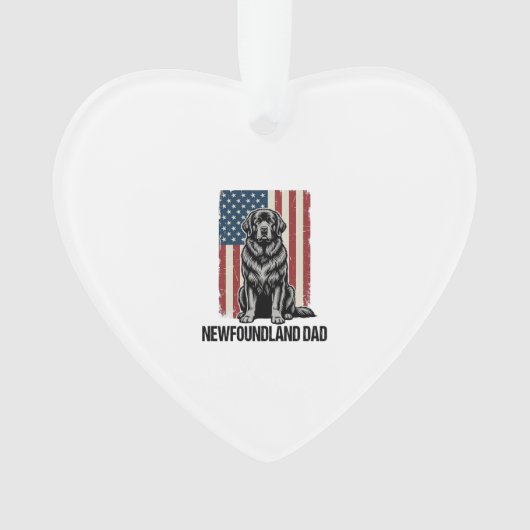 Newfoundland Vader Patriottische Hond Retro Ornament (voorkant)