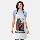 Newfoundland Vader Patriottische Hond Retro Schort (Gedragen)