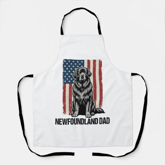 Newfoundland Vader Patriottische Hond Retro Schort (Voorkant)