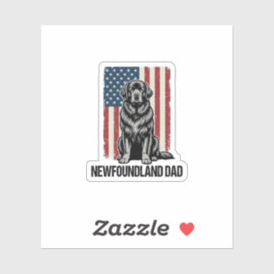 Newfoundland Vader Patriottische Hond Retro Sticker
