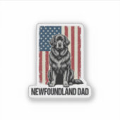 Newfoundland Vader Patriottische Hond Retro Sticker (Voorkant)
