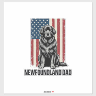 Newfoundland Vader Patriottische Hond Retro Sticker