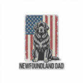 Newfoundland Vader Patriottische Hond Retro Sticker (Voorkant)