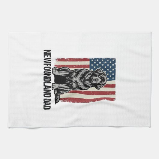 Newfoundland Vader Patriottische Hond Retro Theedoek (Horizontaal)