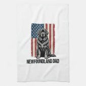 Newfoundland Vader Patriottische Hond Retro Theedoek (Verticaal)