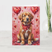 Newfoundland Valentine’s Day Dog with Hearts Red Kaart (Voorkant)