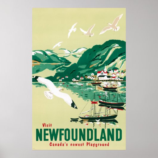 Newfoundland Vintage Travel Poster gerestaureerd (Voorkant)