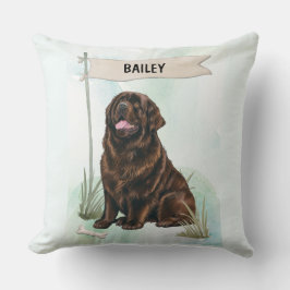 Newfoundland Watercolor Personalized Dog Kussen