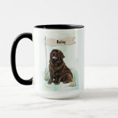 Newfoundland Watercolor Personalized Dog Mok (Links)