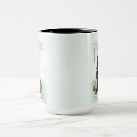 Newfoundland Watercolor Personalized Dog Mok (Midden)