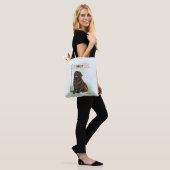 Newfoundland Watercolor Personalized Dog Tote Bag (Op model)