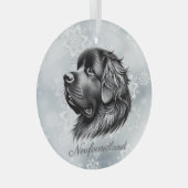 Newfoundland Zwart en Zilver Glas Ornament (Voorkant Rechts)