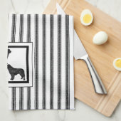 Newfoundland Zwart op zwart-witte streep Theedoek (Quarter Fold)