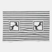 Newfoundland Zwart op zwart-witte streep Theedoek (Horizontaal)