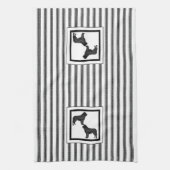Newfoundland Zwart op zwart-witte streep Theedoek (Verticaal)