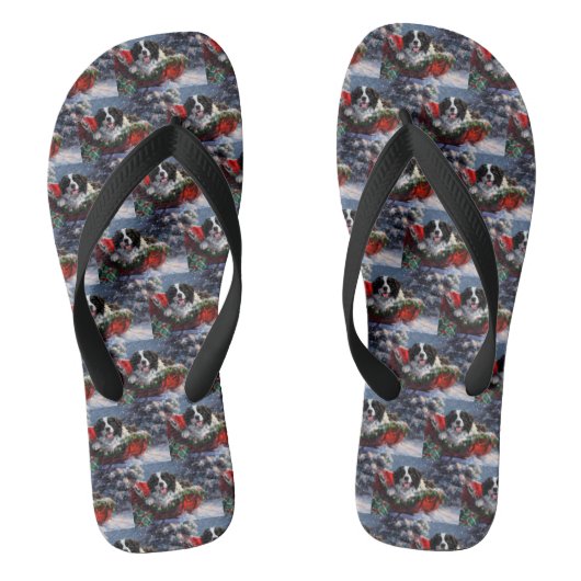 Newfoundlander Hond Kerst Festief Teenslippers (Voetbed)