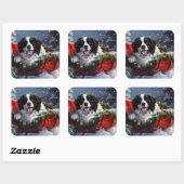 Newfoundlander Hond Kerst Festiviteit Vierkante Sticker (Vel)