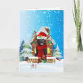 Newfoundlander in de sneeuw met kerstcadeaus kaart (Voorkant)