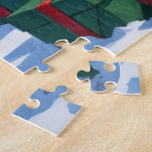 Newfoundlander Rent in de Sneeuw met Kerstmuts Legpuzzel (Zijkant)