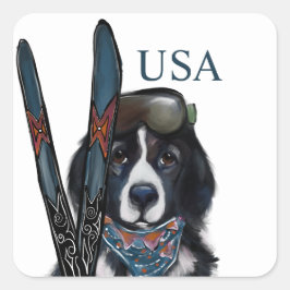 NEWFOUNDLANDER VIERKANTE STICKER