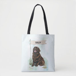 Newfoundlander Waterverf Gepersonaliseerde Hond Tote Bag