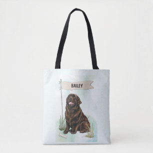 Newfoundlander Waterverf Gepersonaliseerde Hond Tote Bag
