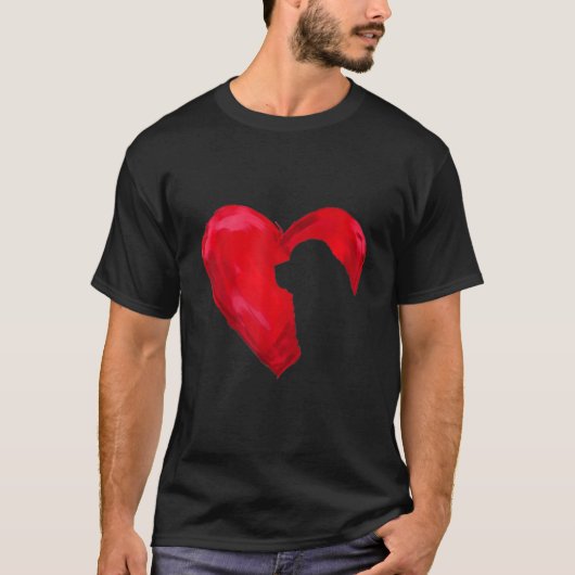 Newfoundlandhart |cadeau voor Valentijnsdag silhou T-shirt (Voorkant)