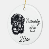 Newfoundlandhond Aangepaste naam & Jaar Lijntekeni Keramisch Ornament (Links)