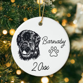 Newfoundlandhond Aangepaste naam & Jaar Lijntekeni Keramisch Ornament