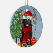 Newfoundlandhond met kerstcadeaus keramisch ornament (Rechts)