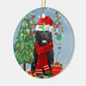 Newfoundlandhond met kerstcadeaus keramisch ornament (Links)