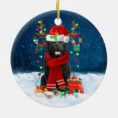 Newfoundlandhond met kerstcadeaus keramisch ornament (Achterkant)