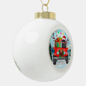 Newfoundlandhond met kerstcadeaus keramische bal ornament (Links)