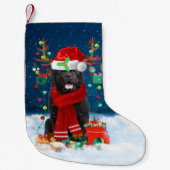 Newfoundlandhond met kerstcadeaus kleine kerstsok (Voorkant)