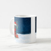 Newfoundlandhond met kerstcadeaus koffiemok (Voorkant links)