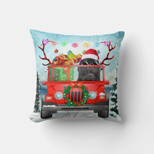 Newfoundlandhond met kerstcadeaus kussen (Voorkant)
