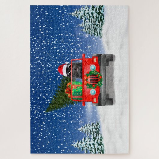 Newfoundlandhond met kerstcadeaus legpuzzel (Verticaal)