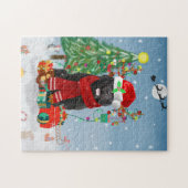 Newfoundlandhond met kerstcadeaus legpuzzel (Horizontaal)