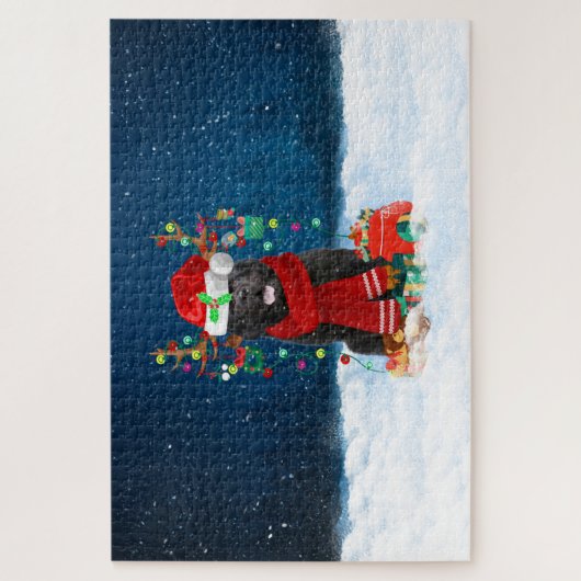 Newfoundlandhond met kerstcadeaus legpuzzel (Verticaal)