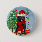 Newfoundlandhond met kerstcadeaus ronde button 5,7 cm (Voorkant)