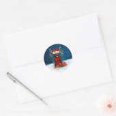 Newfoundlandhond met kerstcadeaus ronde sticker (Envelop)