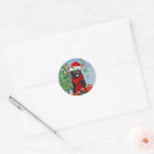 Newfoundlandhond met kerstcadeaus ronde sticker (Envelop)