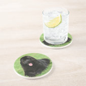 Newfoundlandhond Zandsteen Onderzetter (Zijkant)