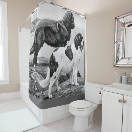 Newfoundlandhonden - illustratie douchegordijn (In situ)