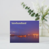 Newfoundlandzeilboten in marina bij het schemergeb briefkaart (Staand voorkant)