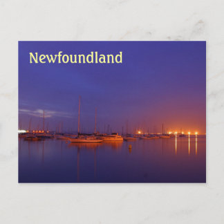 Newfoundlandzeilboten in marina bij het schemergeb briefkaart