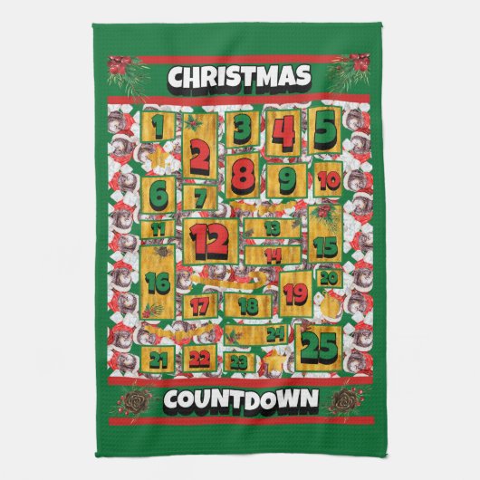 Newfypoo Countdown Kerst Adventkalender Hond Theedoek (Verticaal)