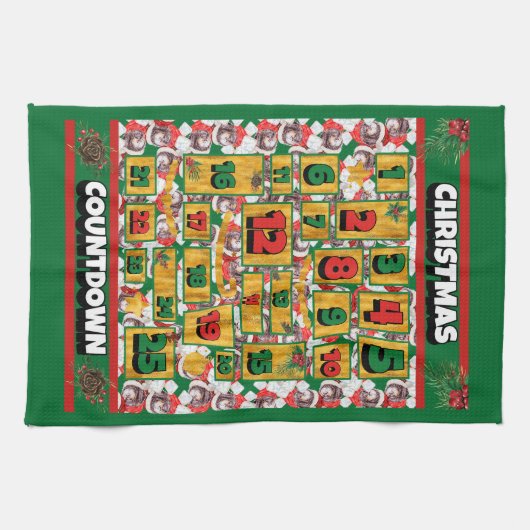 Newfypoo Counting Kerstmis Advent Calendar Dog Theedoek (Horizontaal)